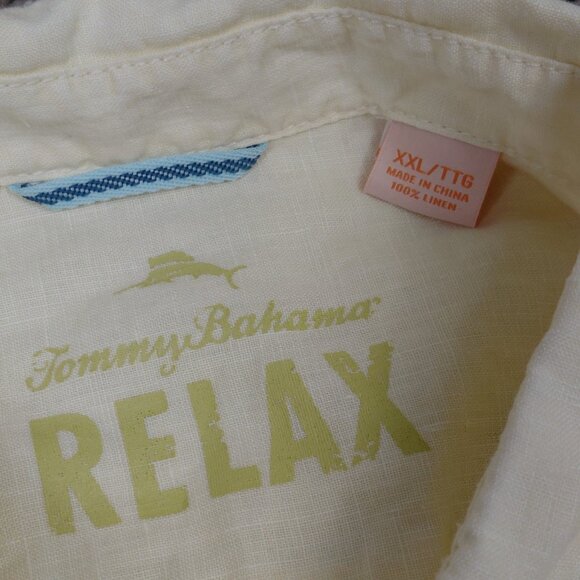 Tommy Bahama Relax Shirt Mens 2XL XXL Yellow 100% Linen Long Sleeve Pocket - Picture 3 of 5